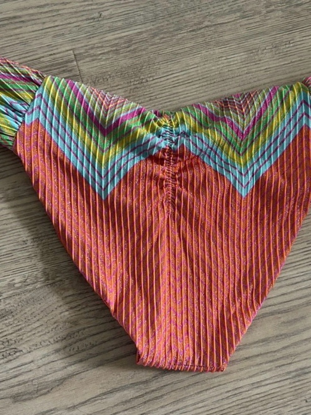 BECCA Striped Multicolor Bikini Bottom — Orange, Turquoise, Lime & Pink